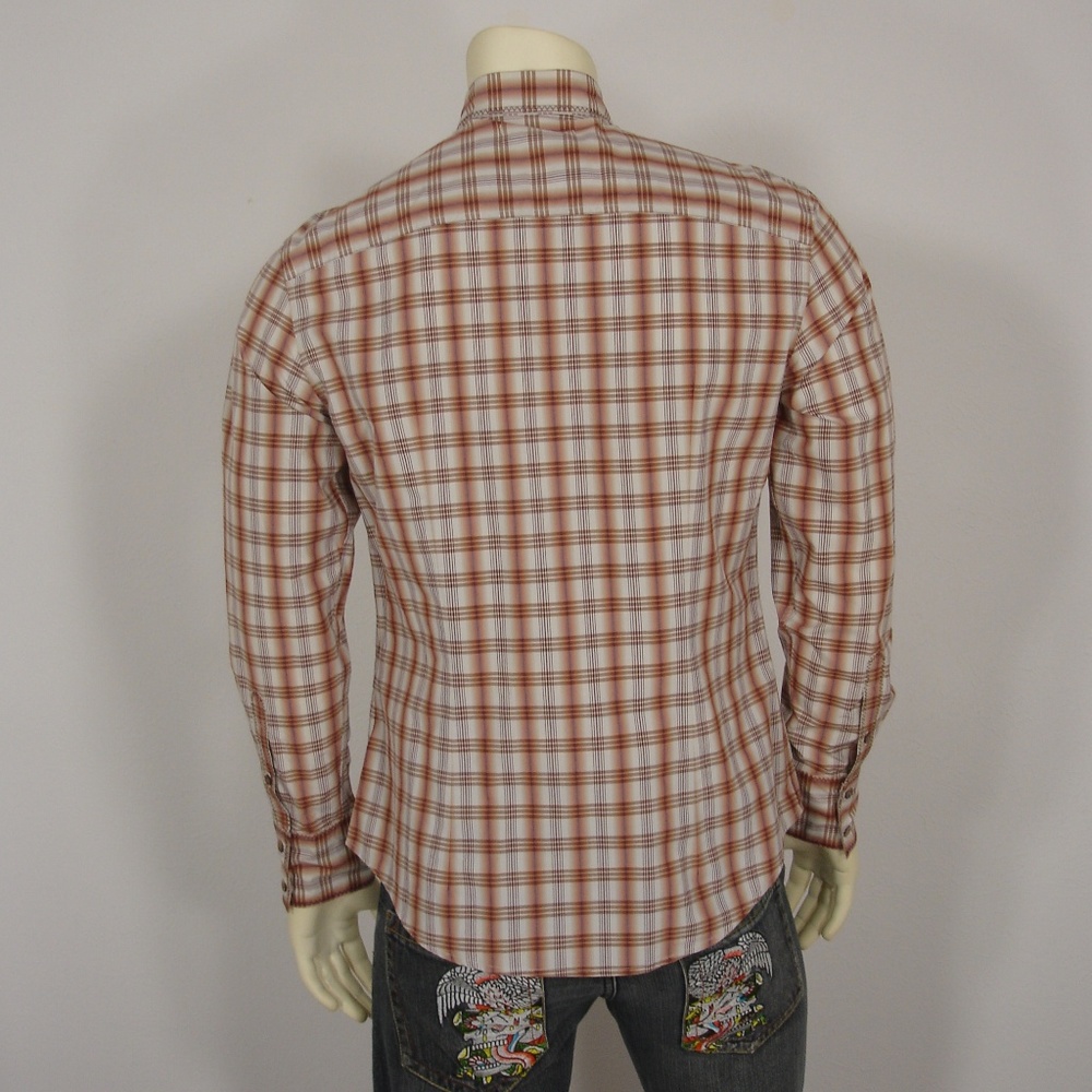 JOHN VARVATOS STAR USA PLAIDS WESTERN SHIRT M - Picture 3 of 8